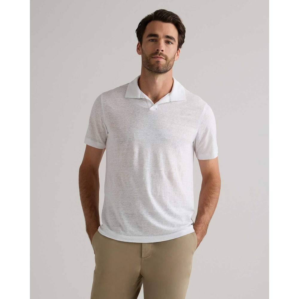 Quince 100% European Linen Jersey Polo White Coastal Minimalist Mens Medium